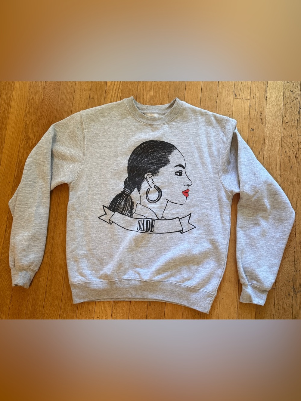 Deerdana Crewneck with Signature Portrait Illustration of Sade.Womens size small